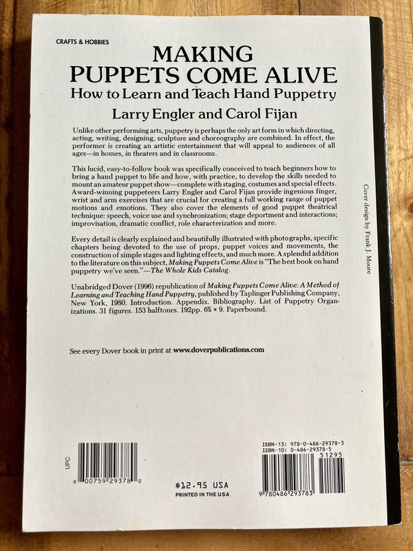 MAKING PUPPETS COME ALIVE: HOW TO LEARN & TEACH HAND PUPPETRY BOOK CAROL FIJAN gallery
