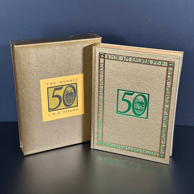 VTG 1987 THE HOBBIT JRR TOLKIEN 50th Anniversary Edition Hardcover Gold Slipcase