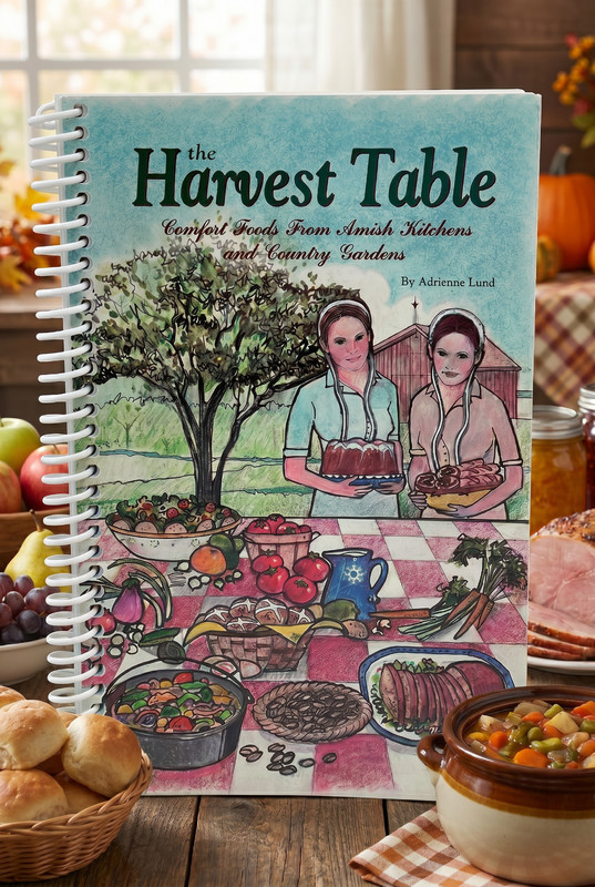 Amish Cookbook "Harvest Table" by Adrienne Lund Made in USA gallery