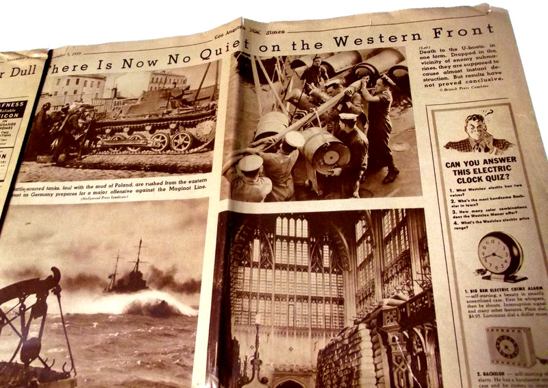 Bad RARE 11/5/1939 L.A. Times Rotogravure Insert 21st Anno '18 Armistice WWII C gallery
