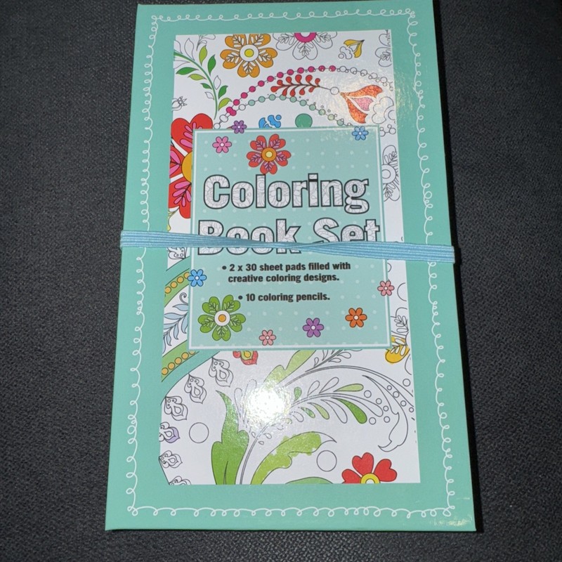 Coloring Book Set: 2 in 1 Mystical & Illusion w/ 10 Color Pencils – Brand New!