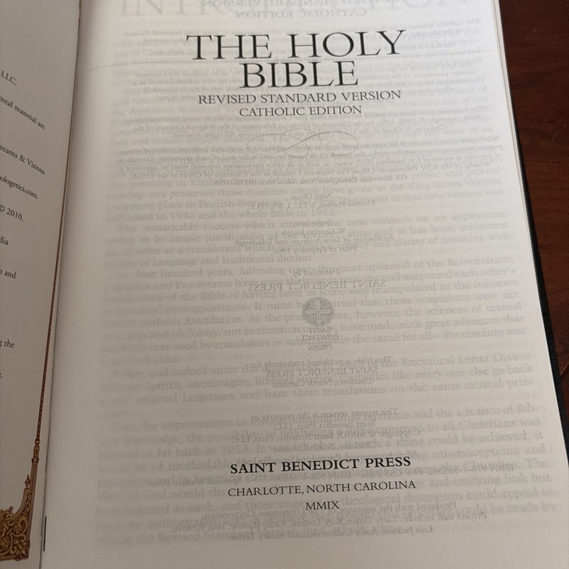 Holy Bible RSV Catholic Ed CSS Faux Leather St Benedict Press 2010 gallery