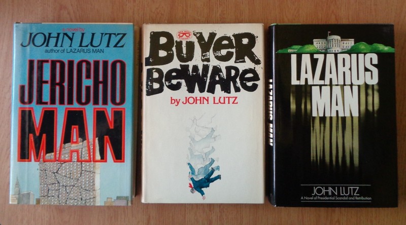 John Lutz Buyer Beware Jericho Man, Lazarus Man, Signed Dust jacket