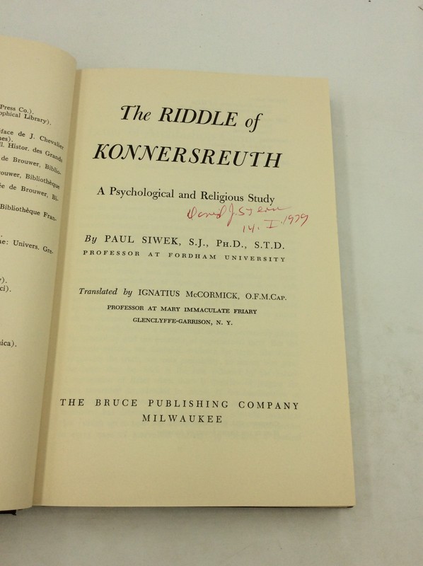 THE RIDDLE OF KONNERSREUTH by Paul Siwek - 1953 - Therese Neumann - Stigmata gallery