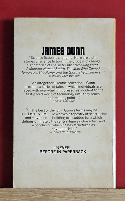 Breaking Point by James Gunn: (1972 Printing-A collection of 8 Sci Fi stories) gallery