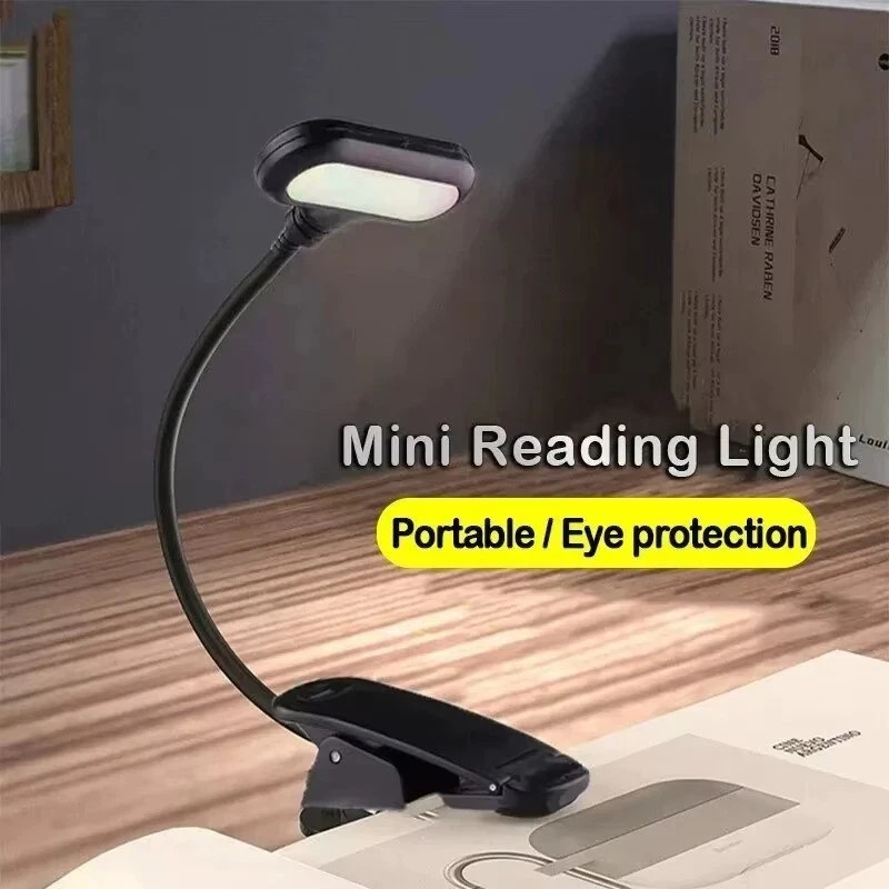 LED Book Light Clip On Reading Lamp Flexible Portable Battery Powered for Bed