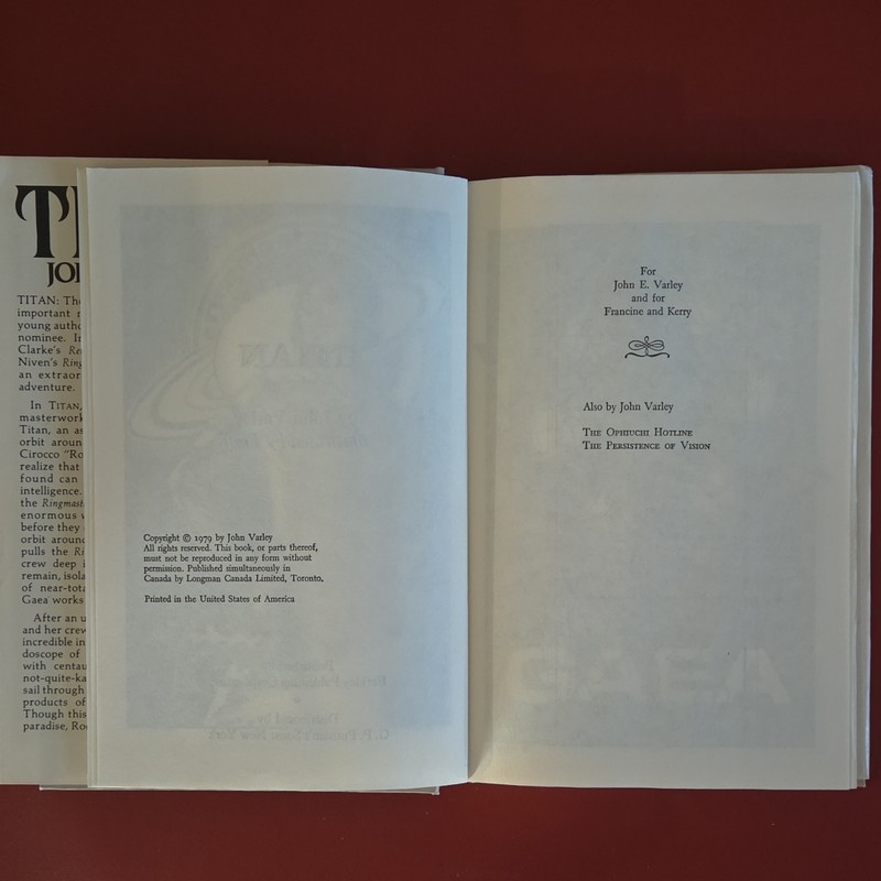 Titan by John Varley, Berkley, Book Club Edition, Freff, Hardcover, Dust Jacket gallery