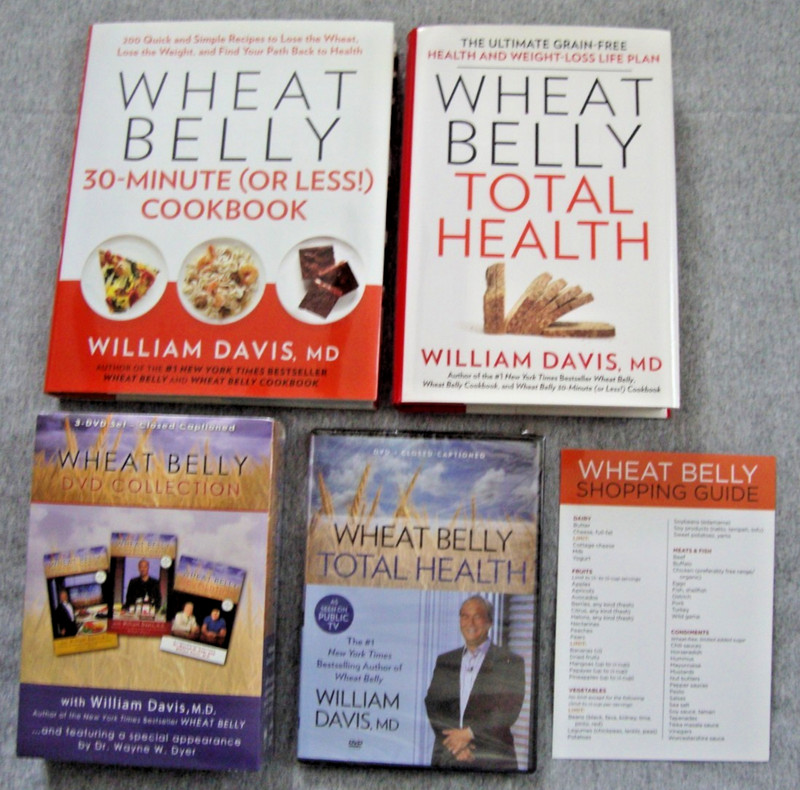 Lot of 4 Books DVDS Wheat Belly Cookbook Total Health Detox William Davis MD NEW gallery