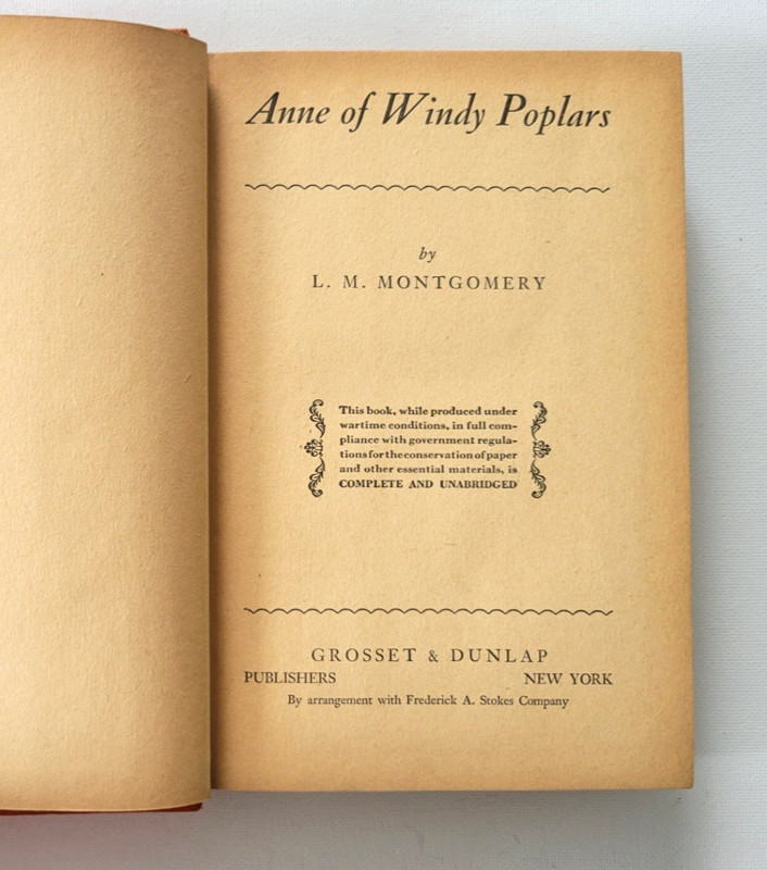 1936 HC-DJ: Anne of Windy Poplars by LM Montgomery, Grosset & Dunlap gallery