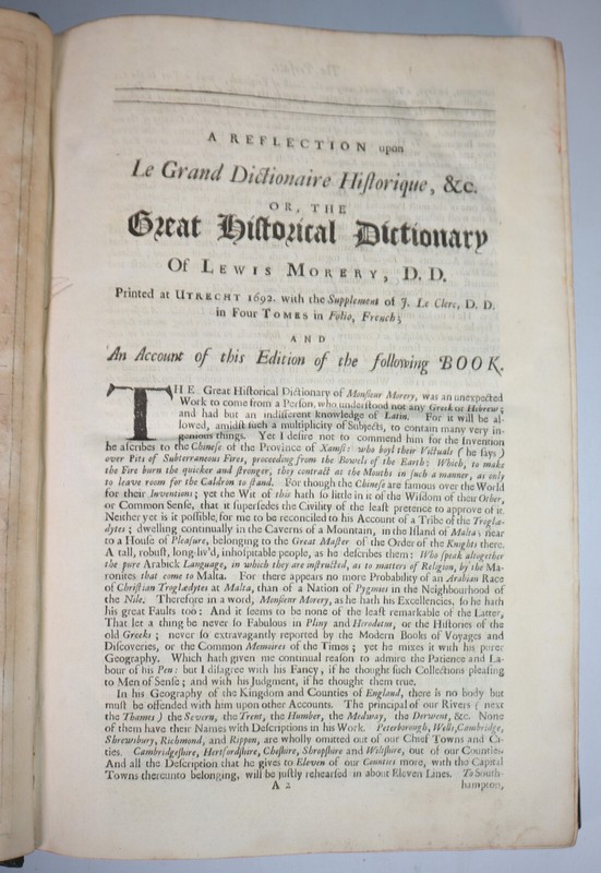 1710 Geographical Dictionary of the Whole World by BOHUN Praecognita Geography gallery