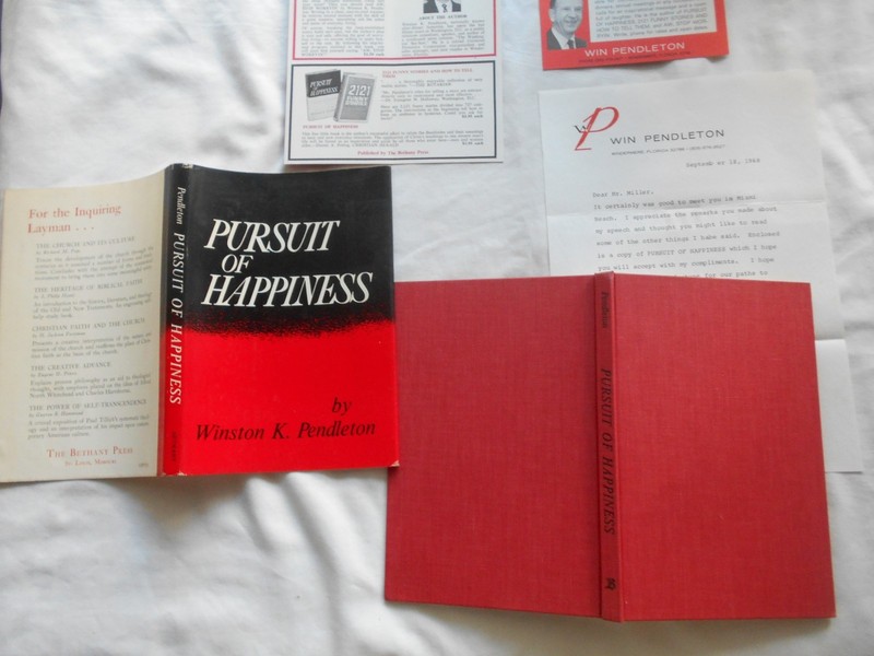 PURSUIT OF HAPPINESS-WINSTON K. PENDLETON-BOOK SIGNED BY AUTHOR & LETTER-1968 gallery