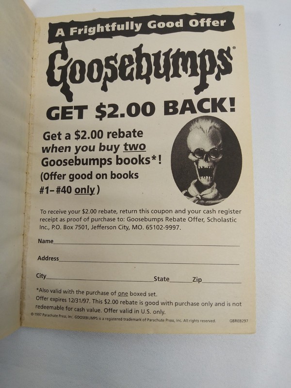 Vintage Goosebumps R L Stine Curse of Camp Cold Lake Scholastic 1st Print 1997 gallery