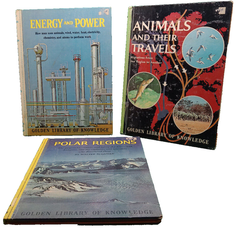 Golden library Polar Regions Animals Travels Energy Power book lot 3 HB 1950s