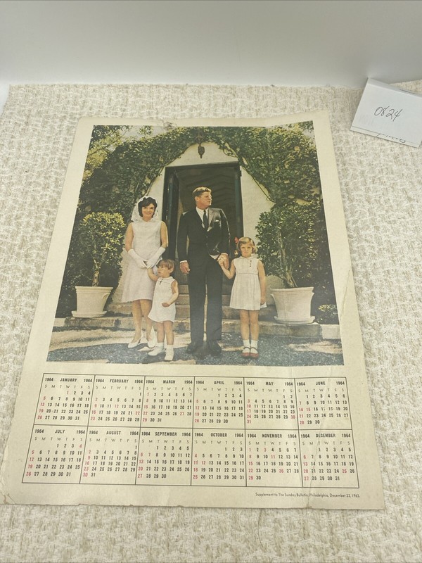 JFK 1964 Calendar about 14 by 10 Inches Supplement to Sunday Bulletin Phila.