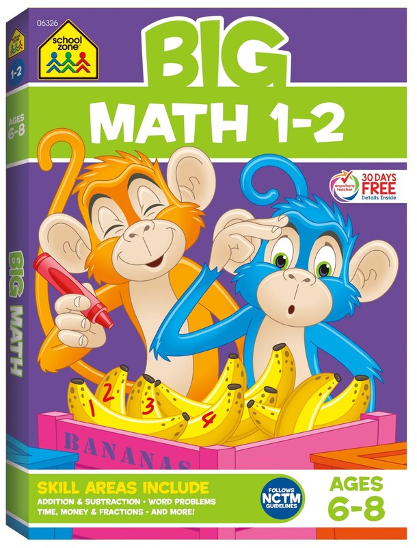 School Zone Big Math 1-2 Workbook: 320 Pages, 1st Grade, 2nd Grade, Elementa…