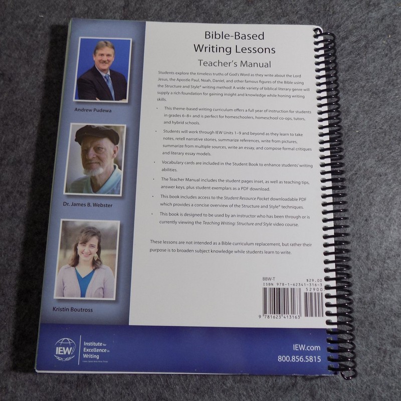 Bible-Based Writing Lessons Teacher's Manual Pudewa 2019 Third Ed Homeschool IEW gallery