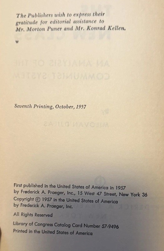 The New Class by Milovan Djilas, Frederick A. Praeger, Hardcover, 1957 gallery