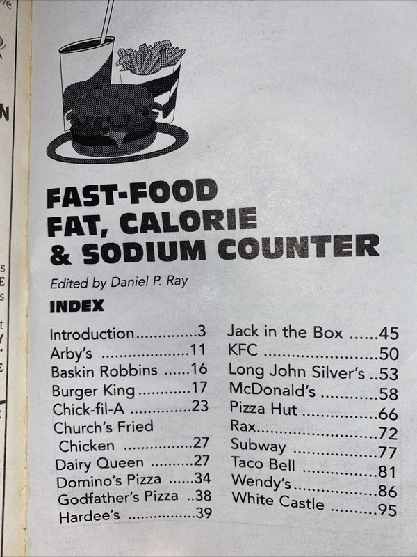 Fast Food: Fat, Calorie, Cholesterol & Sodium Counter 96 PAGES MICROMAGS gallery
