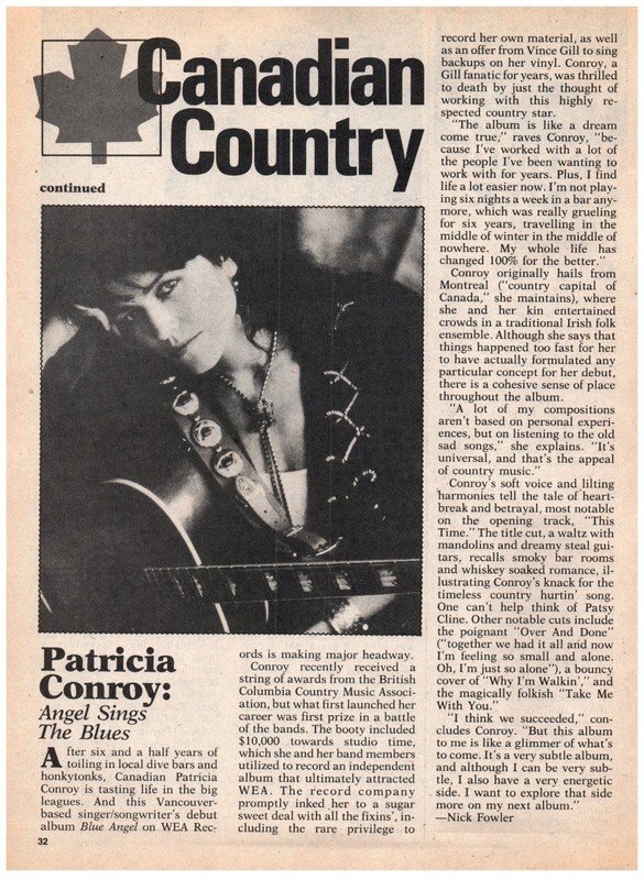 Canadian Country Patricia Conroy Angel Sing Blues Review magazine CLIPPING photo