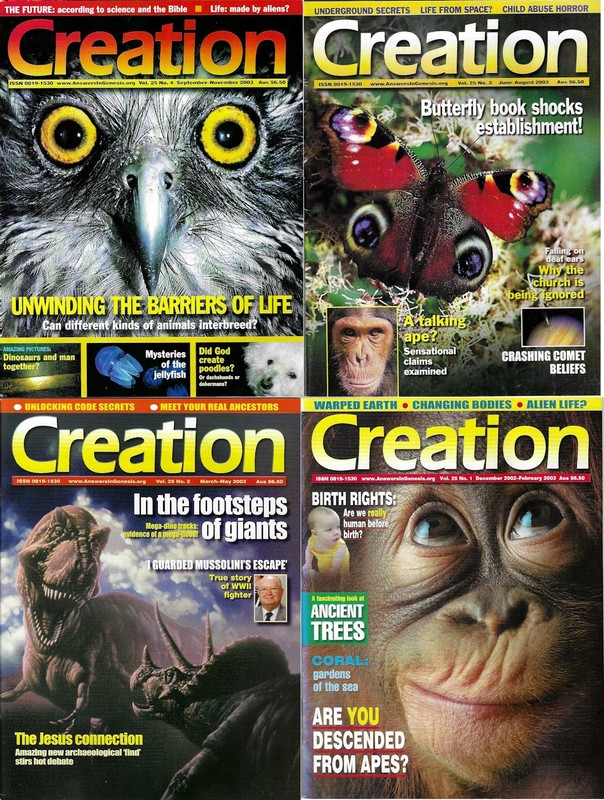 4 Creation magazines Vol 25, 2002-2003 Answers in Genesis Ham Snelling Wieland