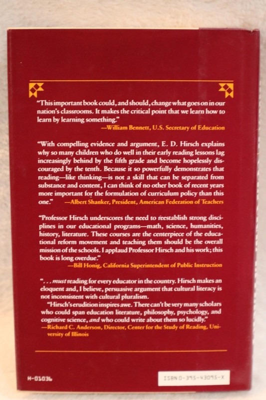 Cultural Literacy by E. D. Hirsch, Jr. Houghton Mifflin Company 1987 hardcover gallery