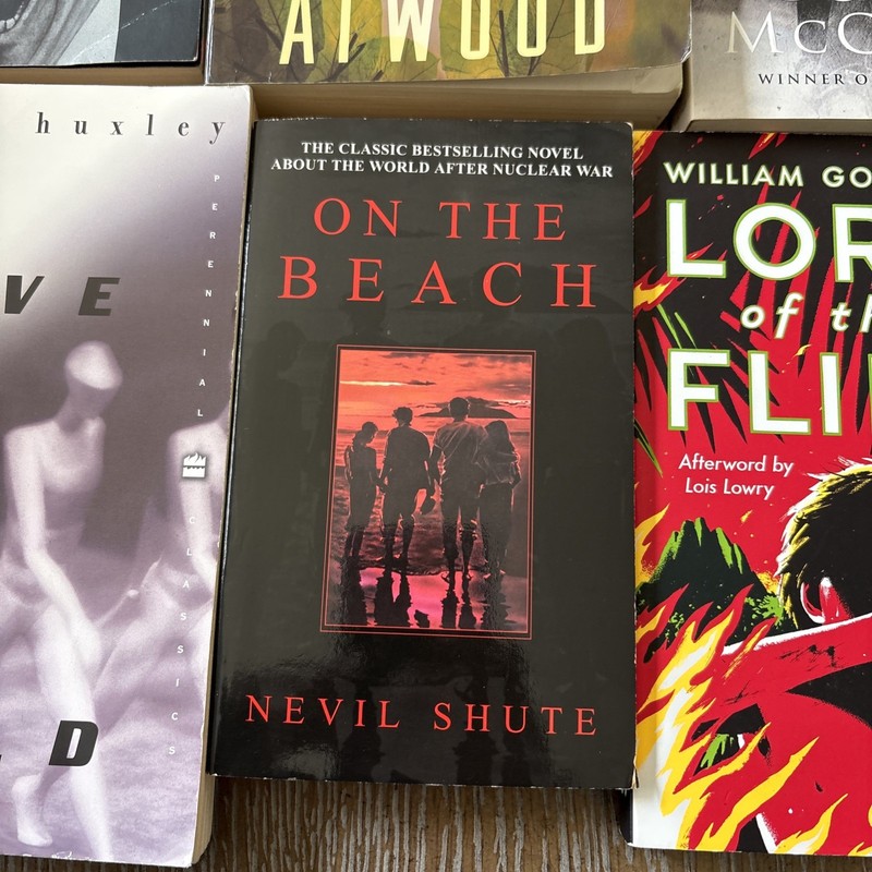 Lot of 6 Dystopian Book Lord of the Flies The Road Brave New World on the Beach gallery