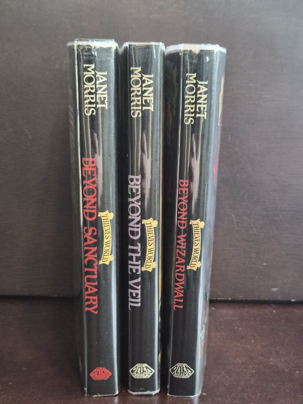 ​​Janet Morris BEYOND TRILOGY 1985 Thieves World Set Sanctuary Baen BCE HCDJ VG+ gallery