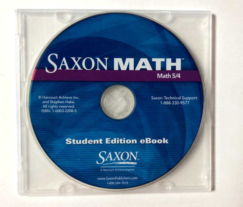 Saxon Math 5/4 54 Student Edition eBook CD Disc