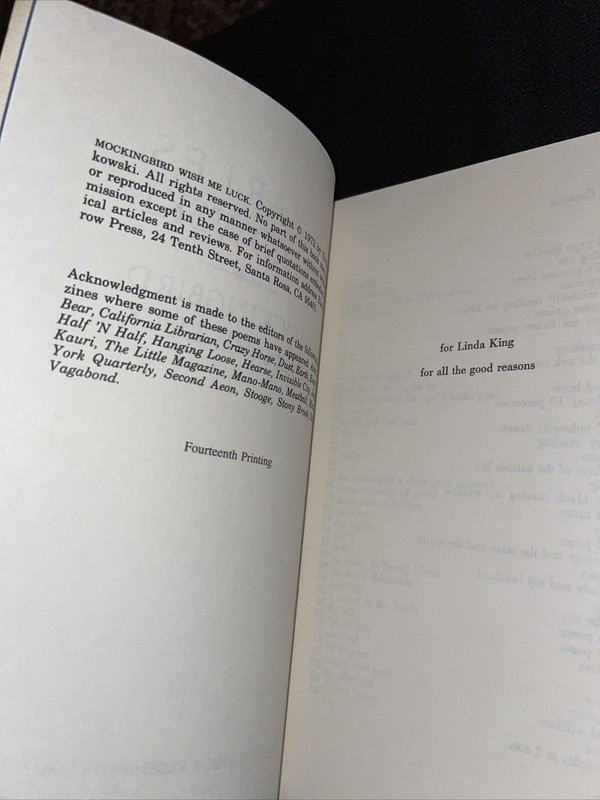 Charles Bukowski Black Sparrow Press Mockingbird Wish Me Luck 1st 14th 1991 gallery
