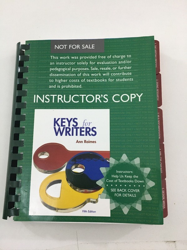Keys for Writers – Ann Raimes (2008, Instructor’s, Spiral, Paperback)