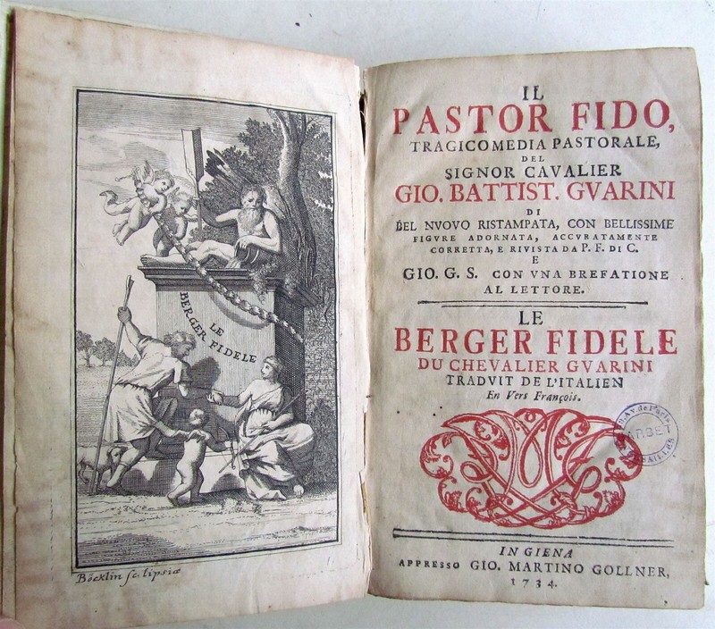 1734 IL PASTOR FIDO TRADICOMEDY by Giovanni Guarini VELLUM BINDING antique