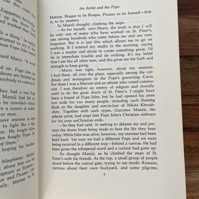 An artist and the pope book, by curtis bill pepper, 1968 Hardcover with GJ gallery