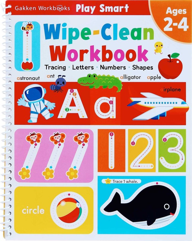 ABIS Wipe Clean Workbook for Kids 80 Pages Trace Letters Numbers Shapes Activ…