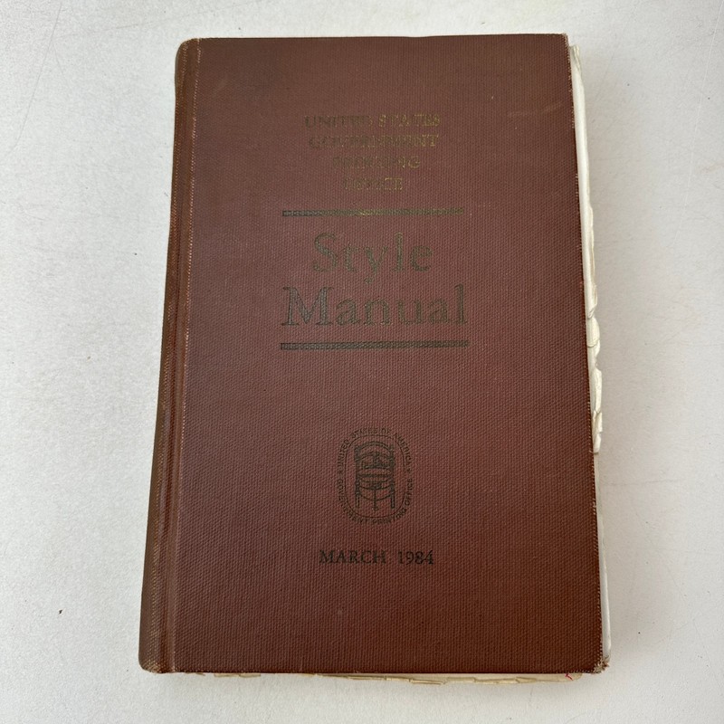 Style Manual March 1984 United States Government Printing Office Hardcover As Is