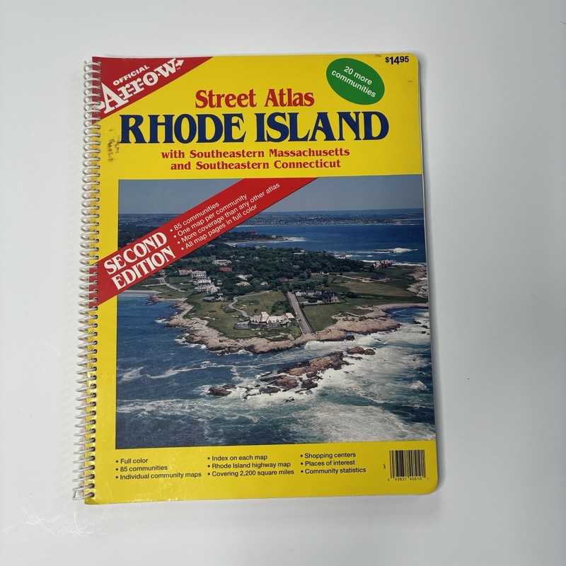 Street Atlas Rhode Island w/ SE Massachusetts & SE Connecticut Map Arrow Spiral