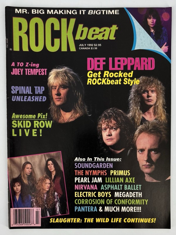 Rock Beat Magazine July 1992 Def Leppard Skid Row Spinal Tap Pearl Jam Nirvana