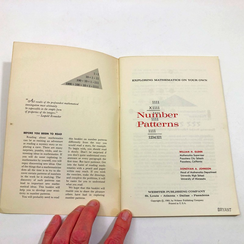 Number Patterns PB 47 pages Webster Publishing 1960 Glenn & Johnson gallery
