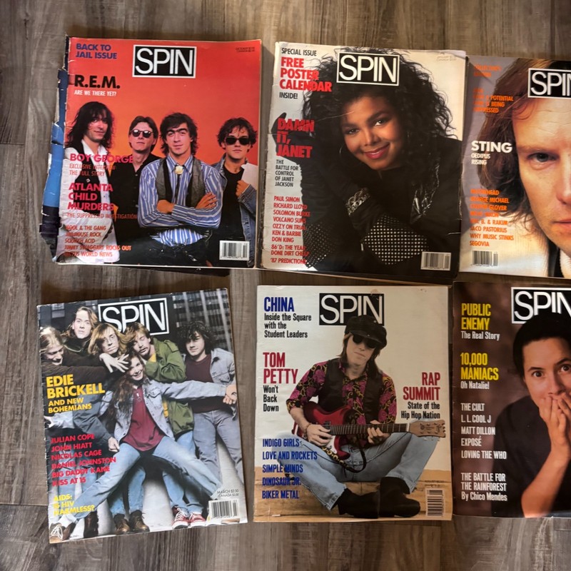 Spin Music Magazines Lot Of 6 - 1986 87 89 Sting - Tom Petty - Janet Jackson gallery