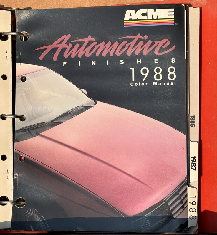 1983 1984 1985 1986 1987 1988 1989 ACME AUTOMOTIVE COLOR PAINT CHIP CODE BOOK. gallery