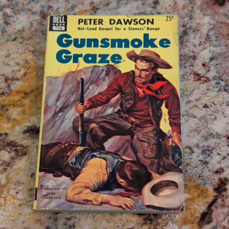 Vintage Dell Book 716 Gunsmoke Graze Peter Dawson Classic Pulp Western Fiction