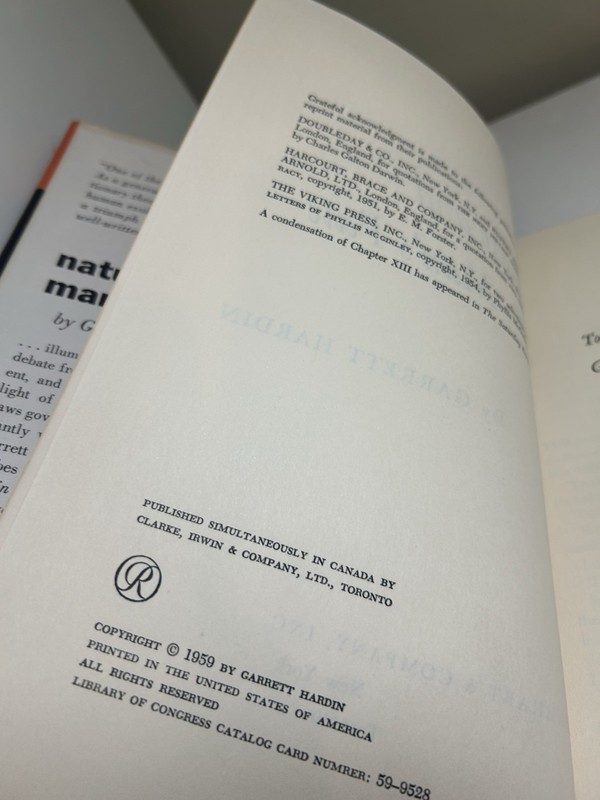 Garrett Hardin, Nature and Man's Fate 1st Edition 1959 gallery