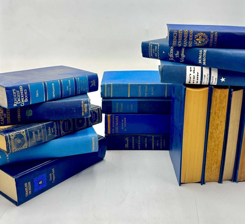 Vintage Book Lot of 5 BLUE Old Antiquarian Rare Decoration Hardcover Books gallery