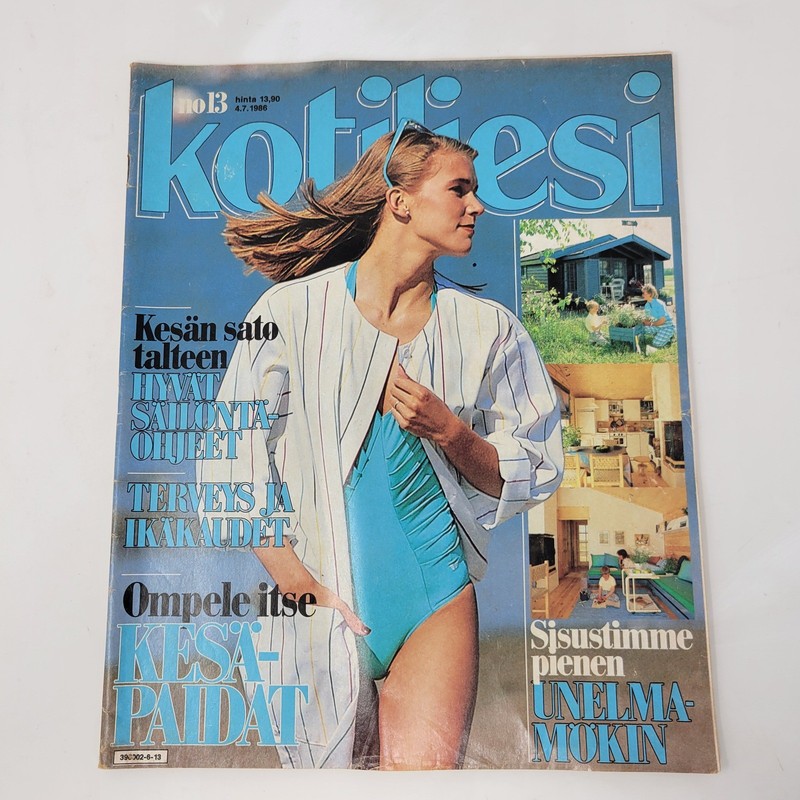 Kotiliesi #13 July 1986 Finnish Vintage Lifestyle Fashion Magazine Summer Issue