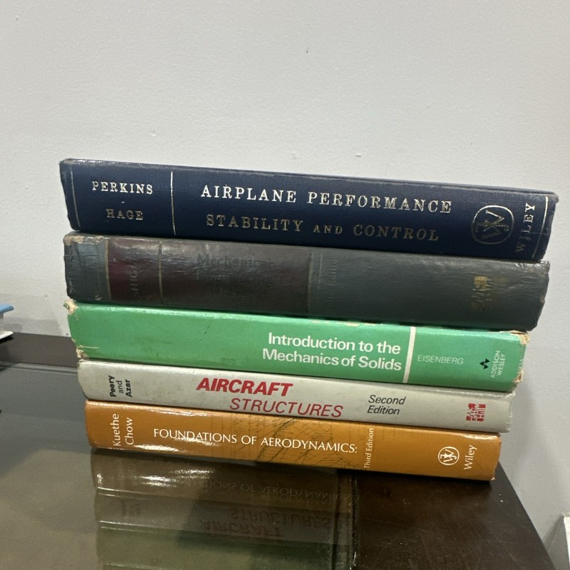 Engineering Textbook Lot Kuethe Shigley Aerodynamics Mechanics Hardcover lot