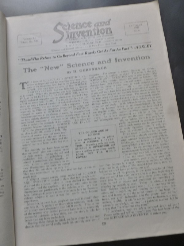 Hugo Gernsback [Editor] – SCIENCE AND INVENTION Oct 1923 – Ray Cummings gallery