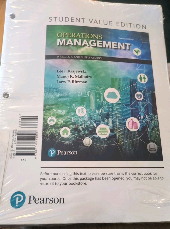 Operations Management : Processes and Supply Chains, looseleaf new sealed