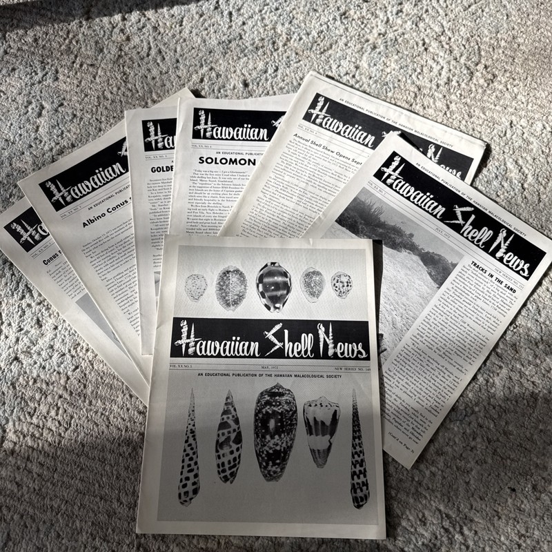Hawaiian Shell News,educational publication Hawaiian Malacological Society 1972