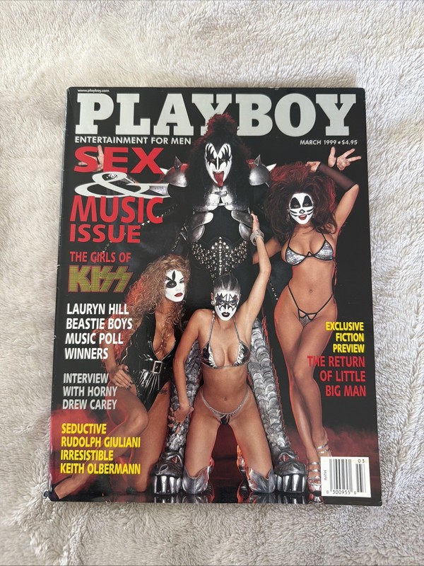 Playboy Magazine March 1999 Kiss Cover With Center Fold & Kiss Poster Vintage