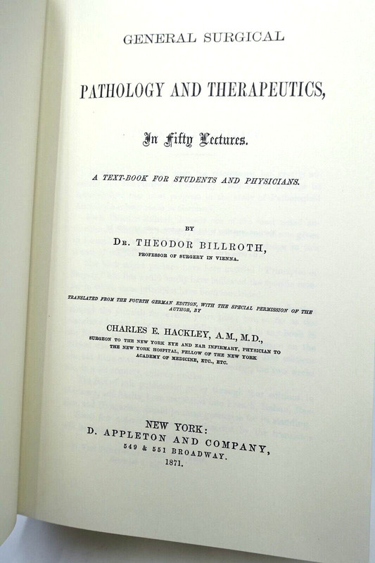 Theodor Billroth General Surgical Pathology Therapeutics Gryphon Special LE 1984 gallery