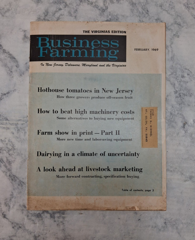 Business Farming Magazine 1969 The Virginias Edition Vintage